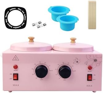 1.2L Double Wax Warmer Machine Wax Pots for Hair Removal, Professional Electric Wax Heater with Adjustable Temperature Set for Women Men with 40PCS Wooden Wax Sticks & Two Silicone Bowls Pink