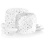 Corelle 18-Piece Dinnerware Set Service for 6, Chip Resistant, Glass, Terrazzo Rosa Square