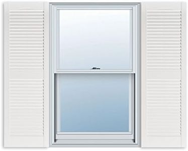 15 Inch x 51 Inch Standard Louver Exterior Vinyl Shutter, White (Pair)