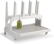PopYum Seattle Gray Space Saving Drying Rack from 100% Recycled Bottles with Clear Frosted Silicone Drying Mat, countertop for Baby Bottle, Plastic Bags, Cups, Glass, tumblers, Compact