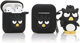 Derhom Silicone Airpods Cover Cute Funny Compatible with Apple Airpods 1 and 2 [Cartoon Belt Doll Series] (Black Bird)