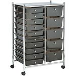 VonHaus Storage Trolley On Wheels, 15 Storage Boxes for Multipurpose Use, Trolley on Wheels for Home Organisation, Beauty & Makeup Products or as a Craft Trolley, Beauty Trolley On Wheels With Drawers