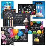 Current Bright Blackboard Birthday Greeting Card Value Pack – Set of 18 (9 Designs), Large 5 x 7 inches, Envelopes Included