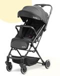 Bonfino Carry Cruise 3-in-1 Premium Baby Stroller Cum Carry Cot & Car Seat, Lightweight Cabin Stroller for 0-3 Years with Trolley Handle, Pram for Baby with Reclining Backrest, Adjustable Canopy,Black