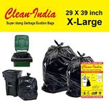 Clean India - 29X39 (Xl) | Plastic, 50 Piece (Pack Of 5 X 10 Pcs)| Extra Large Disposable Dustbin Bags Garbage Bags | 73 X 99Cm (Black)