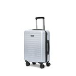 THE ASSEMBLY Hard Shell Cabin Luggage Premium Polycarbonate Trolley Bag Lightweight Cabin Bag With Spinner Wheels For Flight (Silver, Cabin 20 Inches), 55 CM Small