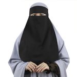 Women Full Face Niqab Muslim Islamic Opaque Hijab Veil Middle East Arab Dubai Turkey Burqa Face Cover Soft Breathable Face Mask (Black)