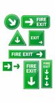 CVANU FIRE EXIT - Safety Sign Board With Arrow symbol (Down Right), EXIT Sticker With Safety Message-Green colour