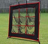 9 Hole Softball Baseball Pitching Hitting Target Net with Strike Zone Softball Baseball Batting Practice Net for Hitting Pitching 9 Pocket Pitching Hitting Batting Nets for Baseball Softball Practice