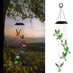 Tvoip Color Changing LED Solar Power Lamp Hummingbird Wind Chimes Garden Decoration Yard Waterproof LED Light Lighting Hanging Decor (Hummingbird)