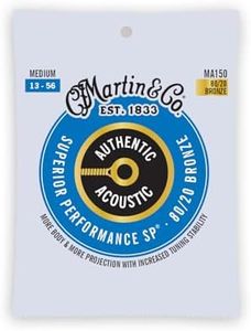 Martin Authentic Acoustic Guitar Strings, Superior Performance Medium 13-56, 80/20 Bronze