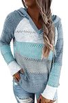 GOLDPKF Ladies Jumpers Hoodie Blanket Tops Size UK 12 Fluffy Hoodie Casual Long Sleeve Tops Women's Sweatshirts Womens Winter Coats Thermal Tops Womens Sweater Jumpers Blue M UK 10 UK 12