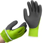 WISHPOOL Waterproof Winter Work Glove for Men and Women Double Coated and Therman Insulated Gloves for Cold Weather, Outdoor Freezer Gardening Agriculture Multi-Purpose Glove (GREEN, PACK OF 2 PAIR)