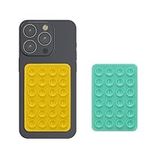 kwmobile Suction Cup Phone Holders (Set of 2) - Adhesive Mobile Holder Compatible with iPhone and Compatible with Android - Yellow/Turquoise