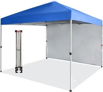 10' x 10' Pop Up Canopy Tent, Instant Portable Shelter Canopy with 1Pcs Sidewalls, 4 Ropes, 4 Sandbags for Outdoor Events, Farmers' Market, Patio Blue