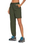 PINSPARK Women's Hiking Zip Off Pants Waterproof Convertible Shorts Lightweight for Camping Sweatpants with Pockets, Army Green, Large
