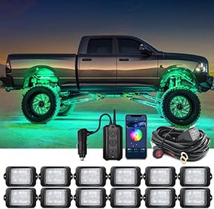 MICTUNING C3 Extensible RGBW LED Rock Lights Kit- 12 Pods Wireless Control Multi-Color Neon Underglow Lights with Bluetooth APP & Control Box (Extensible Up to 32 Pods)