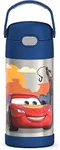 THERMOS FUNTAINER Water Bottle with Straw - 12 Ounce, Cars - Kids Stainless Steel Vacuum Insulated Water Bottle with Lid