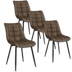 WOLTU Dining Chairs Set of 4 pcs Kitchen Counter Chairs Lounge Leisure Living Room Corner Chairs Brown Faux Leather Reception Chairs with Backrest and Padded Seat