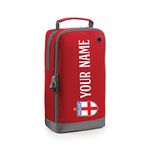 Personalised Kids England Style Customised Football Kit Boot Bag Boys Girls (Red)