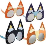 Sun-Staches Bluey Sunglasses Family 4 Pack | Dress Up | Theme Party Attire | Photo Ops | Includes Bandit, Chilli, Bingo & Bluey