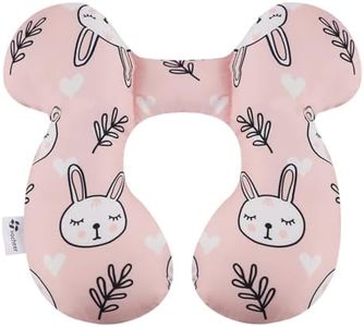 vocheer Baby Travel Pillow(Upgraded), Head and Neck Support Pillow for Pushchair, Car Seat,Stroller, Bouncer, Cotton (White Bear)