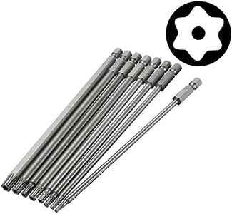 Yakamoz 8pcs 1/4 Inch Hex Shank T8-T40 Magnetic Torx Head Screw Driver Bit Set Security Tamper Proof Star 6 Point Screwdriver Kit Tools | 150mm Length