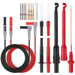 Neoteck Multimeter Test Leads with Wire Piercing Clip Puncture Probes Replaceable Gold-Plated Multimeter Probes 4mm Banana Plug Extension Test Cable Set for Industrial Electronics Home and Automotive