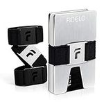 Fidelo Minimalist Wallet for Men – Slim Pop Up Wallet with Money Clip Made of Aluminum with Pull Tab for Quick Access - RFID Blocking Smart Wallet with 4 Modern Cash Bands - Titan Silver