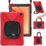 BRAECN All-New Amazon Fire HD 10 Tablet Case 10.1” (Only fits 13th Generation Tablet, 2023 Release), Shockproof Rugged Silicone Cover with 360 Rotating Kickstand & Handle Grip, Shoulder Strap, Red