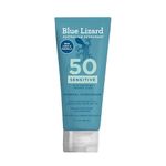 Blue Lizard SENSITIVE Mineral Sunscreen with Zinc Oxide, SPF 50+, Water Resistant, UVA/UVB Protection with Smart Cap Technology - Fragrance Free, 3 oz. Tube