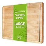 Hafaa Bamboo Chopping Board 40x30x2cm - Wooden Chopping Boards Organic Cutting Boards Juice Groove - Best for Meat, Vegetables, Tapas and Cheese