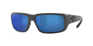 Costa Del Mar Men's Fantail Polarized Rectangular Sunglasses, Matte Grey/Blue Mirrored Polarized-580p, 59 mm