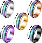 YADOCA 5 Pcs Mood Rings Spinner Rings for Women Men Girls Kids Stainless Steel Emotion Ring Temperature Changing Color Stress Relieving Fidget Ring Anxiety Rings, Small, Stainless Steel