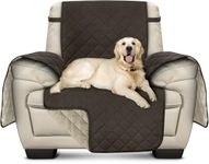 Utopia Bedding Sofa Cover 1 Seater Non Slip Reversible Sofa Slipcover, Water Resistant Sofa Slipcovers for Pets with Elastic Strap, (Brown/Beige)