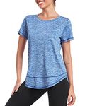 Deaviya Women's Sports T-Shirt Gym Tops, Short Sleeve Workout Casual Running Tops, Gym Yoga Sports Top,Fitness T-Shirts (CA/US, Alpha, Large, Regular, Regular, Blue)