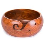 Joyeee 7.8 Inch Wooden Yarn Bowl Largest, 1 PCS Premium Knitting Storage Accessories & Supplies, Yarn Holder for Knitting and Crochet Yarn Winder, Handcrafted Yarn Ball Bowl Brown Box #04