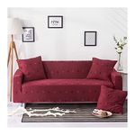 Daesar Couch Cover Stretch, Sofa Slipcover Set Cross Pattern Slipcovers For Sofas Red (Polyester 4 Seater)