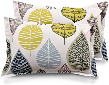 Huesland by Ahmedabad Cotton 144 TC Cotton Pillow Covers Set of 2 - Yellow and Grey