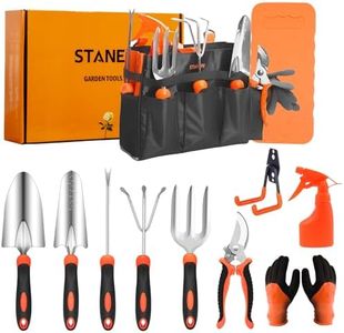 Stanew 13PCS Ensemble d'outils de Jardin en Acier Inoxydable,Poignée en Caoutchouc Ergonomiques Gant Jardin, Sac de Rangement, Cadeaux de Jardinage pour Les Femmes et Les Hommes