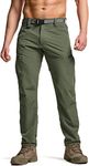 CQR Men's Hiking Trousers, Water Repellent Outdoor Trousers, Lightweight Stretch Cargo/Straight Work Trousers, Rocky Cargo Lichen, 34W / 32L