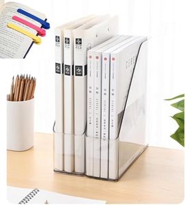 4-Pack Acrylic Vertical Magazine Holder & Book Organizer Clear Desktop File Storage Rack for Office/Home, Includes 3 Silicone Bookmarks (Space-Saving Design)