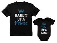 Tstars Daddy of a Prince Son of a King Matching Shirts Gifts for New Dads Fathers Day Dad Shirt and Baby Bodysuit Set Daddy Black XX-Large/Son Black Newborn (0-3M)