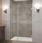 Aston Nautis Completely Frameless Hinged Shower Door, 40" x 72", Brushed Stainless Steel