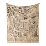 Ambesonne Antique Throw Blanket, Newspaper Pages with Advertising and Fashion Magazine Woman Edwardian Publicity Image, Flannel Fleece Accent Piece Soft Couch Cover for Adults, 50" x 70", Cream