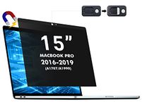 Magnetic Privacy Screen MacBook Pro 15 Inch, Removable Privacy Screen Filters Anti-Spy, Anti Blue Light and Anti Glare Screen Protector for MacBook Pro 15 inch (2016-2019) Model (A1707, A1990)