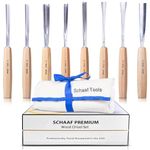 Schaaf Wood Carving Tools, 7pc Expansion Chisel Set with Canvas Case | Full Size Gouges for Beginners, Hobbyists and Professionals | Sharp, Quality-Tested CR-V 60 Steel Blades (Premium Hand Sharpened)