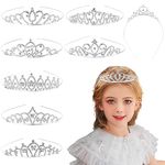 IBEQUEM 8Pcs Girls Crystal Tiara Crown, Silver Crystal Rhinestone Crown Headband, Silver Heart Crown, Bling Crystal Princess Tiaras Headband for Wedding Headpiece Prom Birthday Party Hair Jewelry, 8 Styles