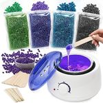 Waxing Kits Wax Full Kit, Wax Warmer Hair Removal Kit with 4 * 100g Waxing Beads & 30 Waxing Sticks, for Bikini/Eyebrows/Face Wax Kit Home Waxing Kit for Women/Men