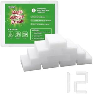 Magic Melamine Sponge Eraser, 12 Pack Disposable Magic Cleaning Erasers in Bulk, No Scratch & Super Absorbent, Multi-Functional Melamine Foam Sponges for Bathroom Window Shoes Kitchen